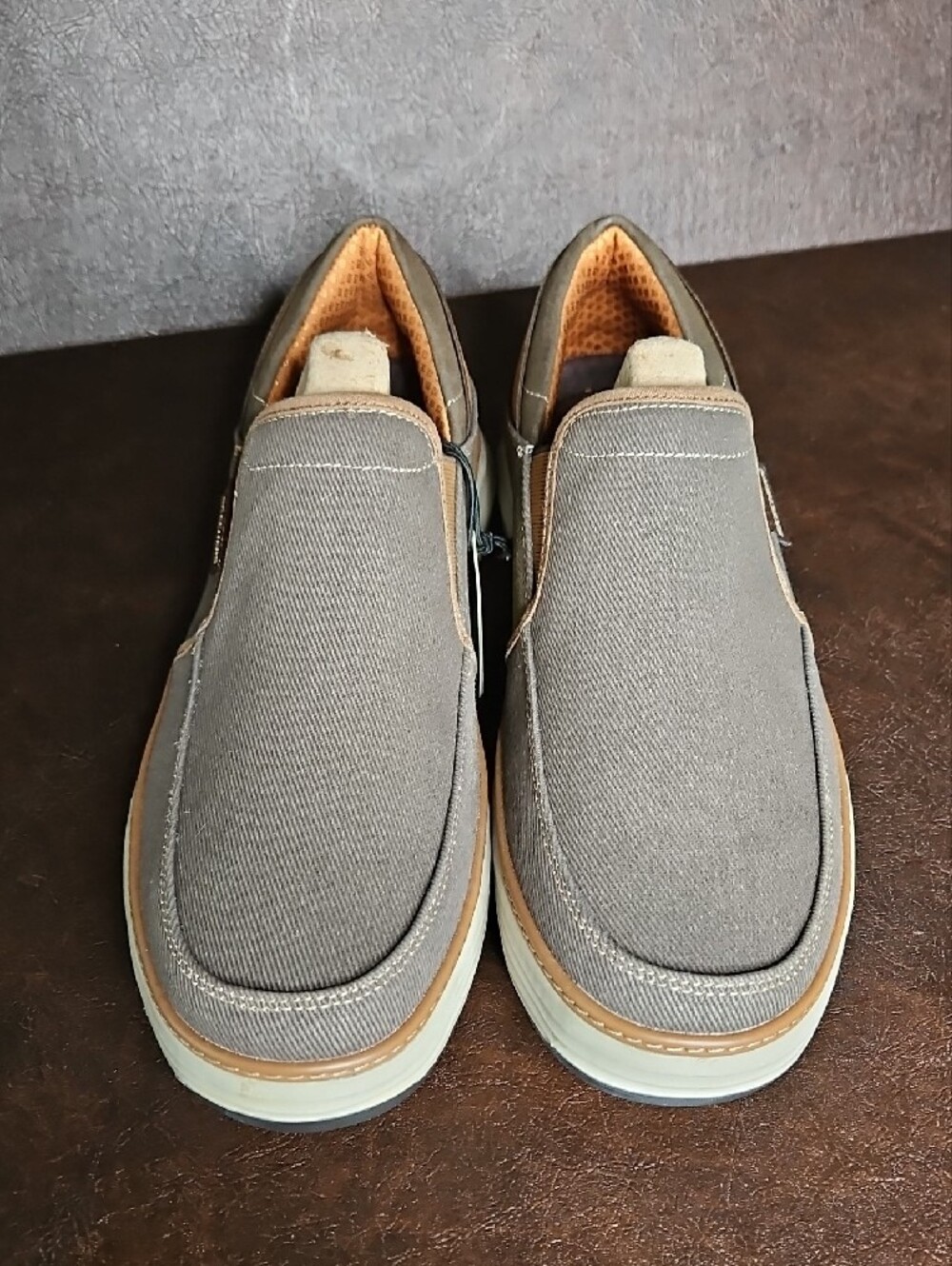 Skechers Men's Slip-On Loafers in Gray and Tan - Picture 2 of 8
